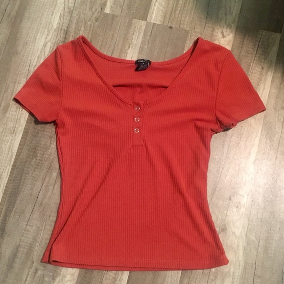 Rue 21 short sleeve ribbed top, Burnt Orange - Picture 1 of 1